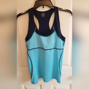 Champion Racerback Two-tone Blue Fitted Performance Top W/ Built-in Bra. Medium